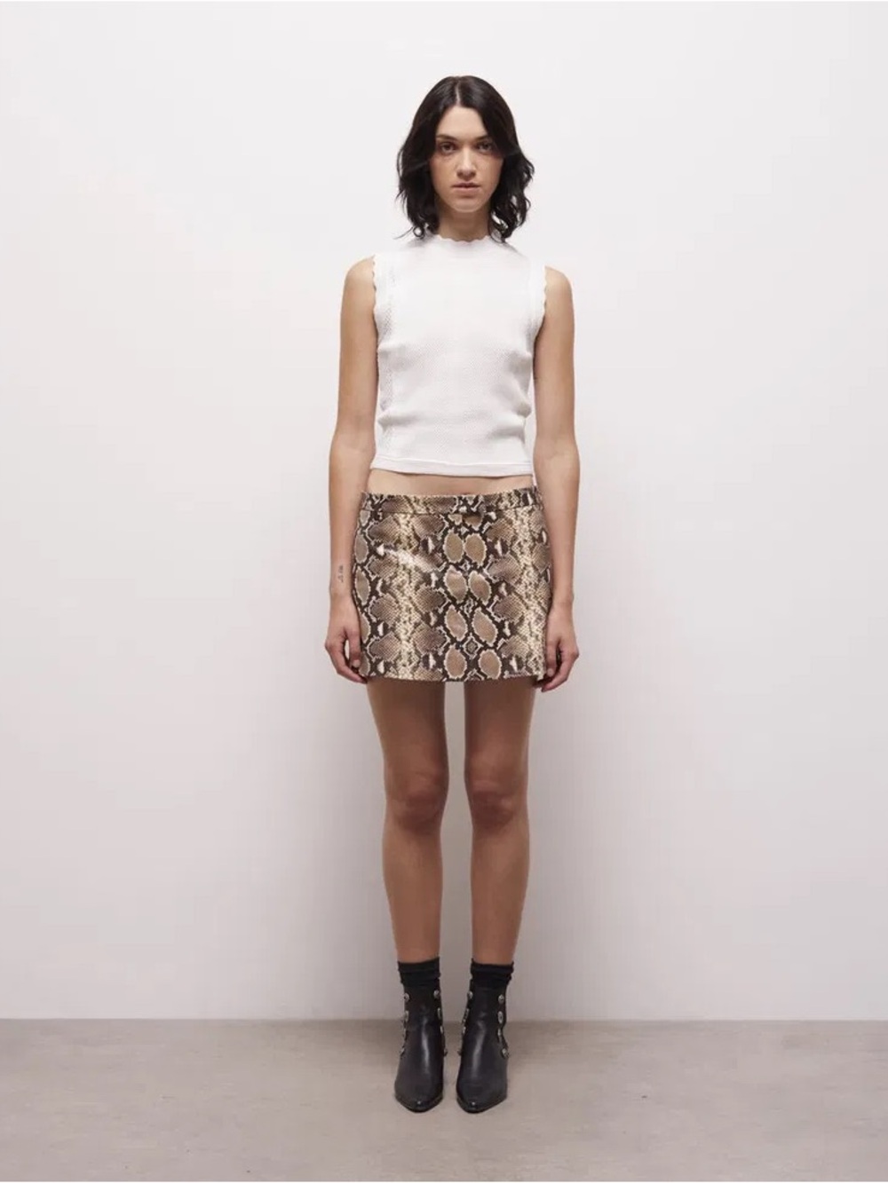 The Kooples Snake Effect Mini Skirt